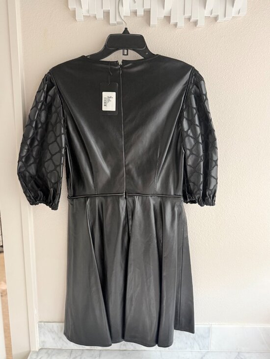 Shoshanna Oakley Faux Leather Minidress, NEW WT, Jet (Size 8) - Picture 3 of 4